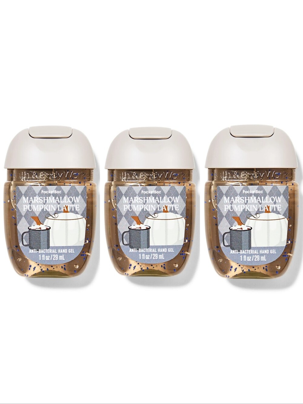 Bath & Body Works Marshmallow Pumpkin Latte PocketBac Hand Gel Set of 3 NEW